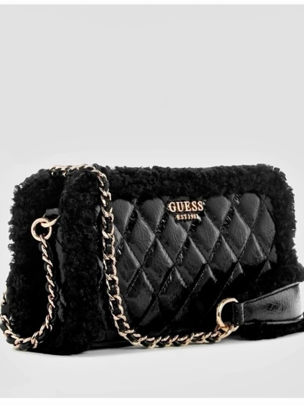 GUESS Cristi Top Zip Crossbody Bag Black Quilted NWT
